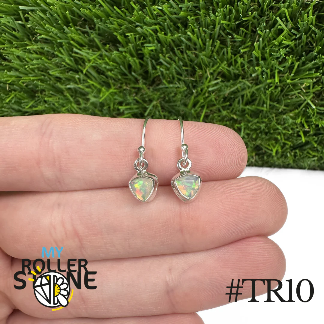 Boucles d'oreilles Opale Éthiopienne Trillon Rebord 8X8 MM En Argent 925 - Image 10