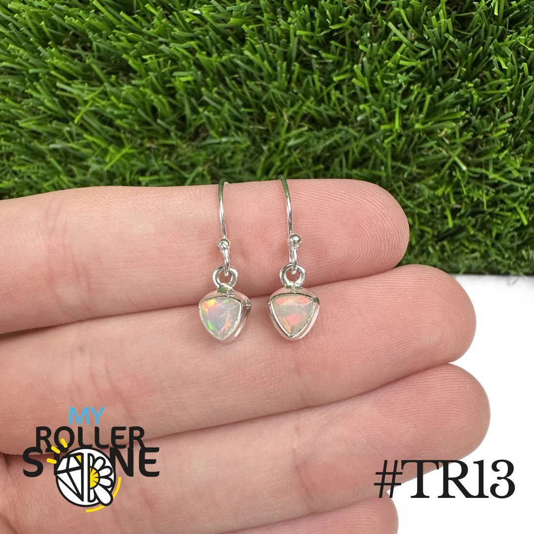 Boucles d'oreilles Opale Éthiopienne Trillon Rebord 8X8 MM En Argent 925 - Image 13