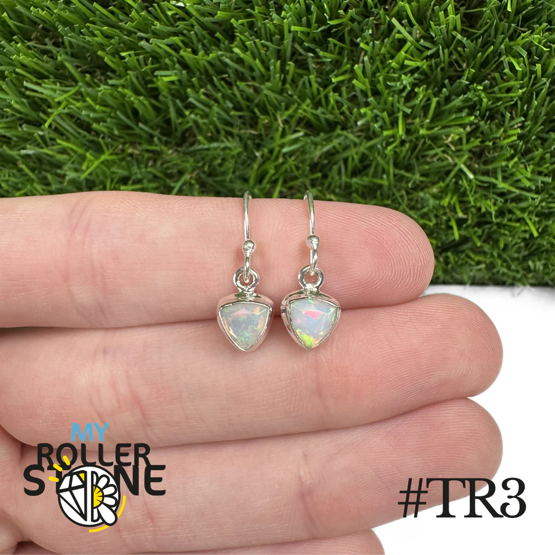 Boucles d'oreilles Opale Éthiopienne Trillon Rebord 8X8 MM En Argent 925 - Image 3