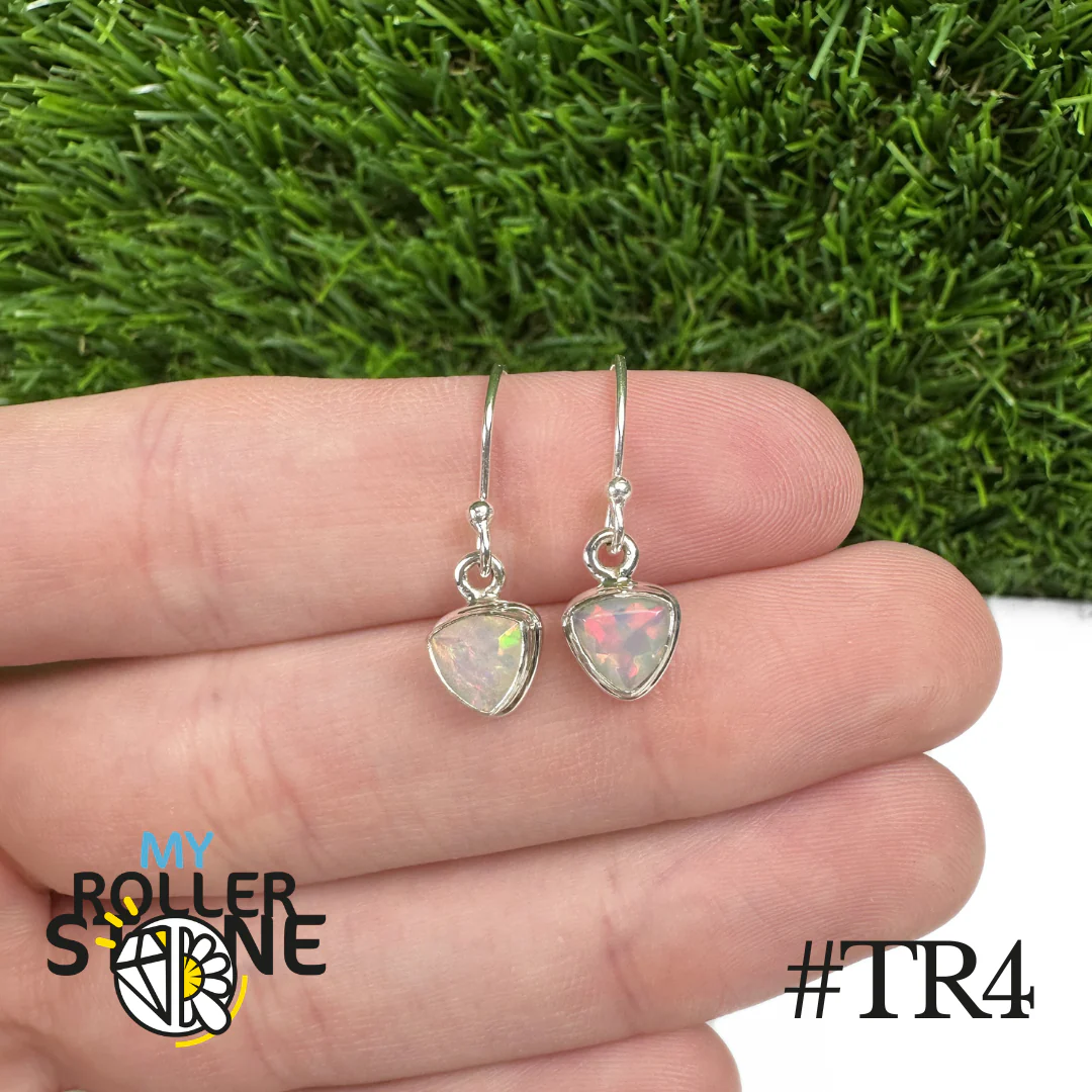Boucles d'oreilles Opale Éthiopienne Trillon Rebord 8X8 MM En Argent 925 - Image 4