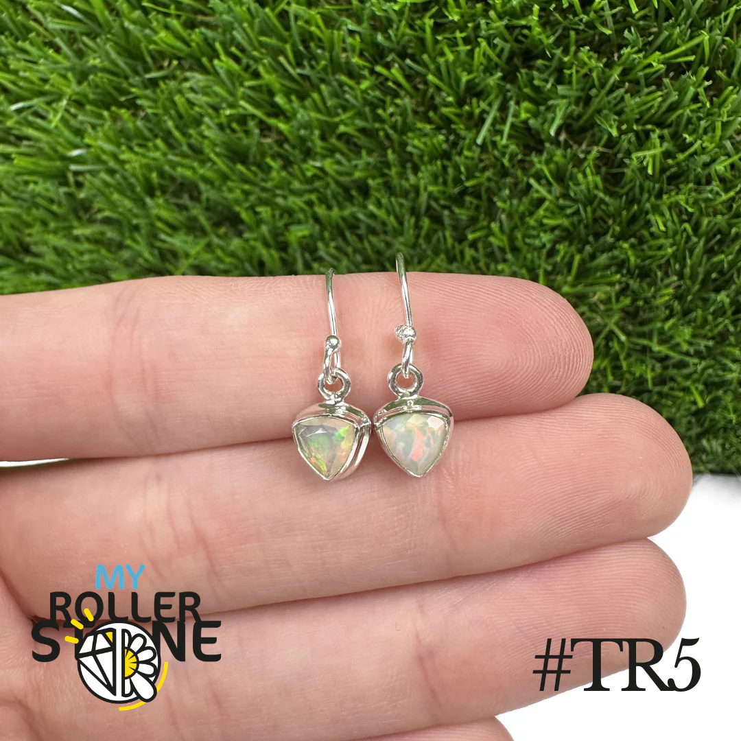 Boucles d'oreilles Opale Éthiopienne Trillon Rebord 8X8 MM En Argent 925 - Image 5