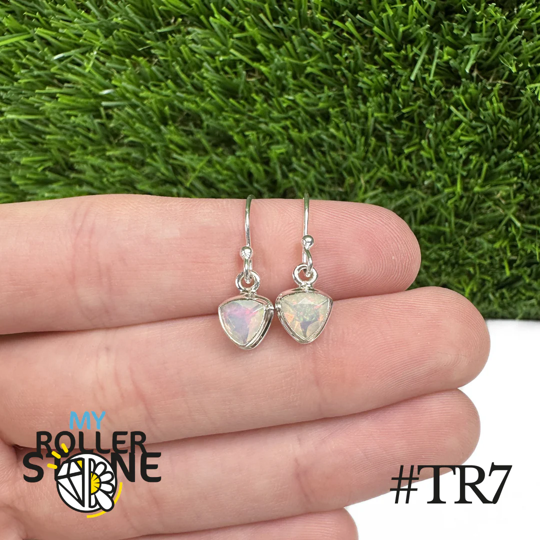 Boucles d'oreilles Opale Éthiopienne Trillon Rebord 8X8 MM En Argent 925 - Image 7