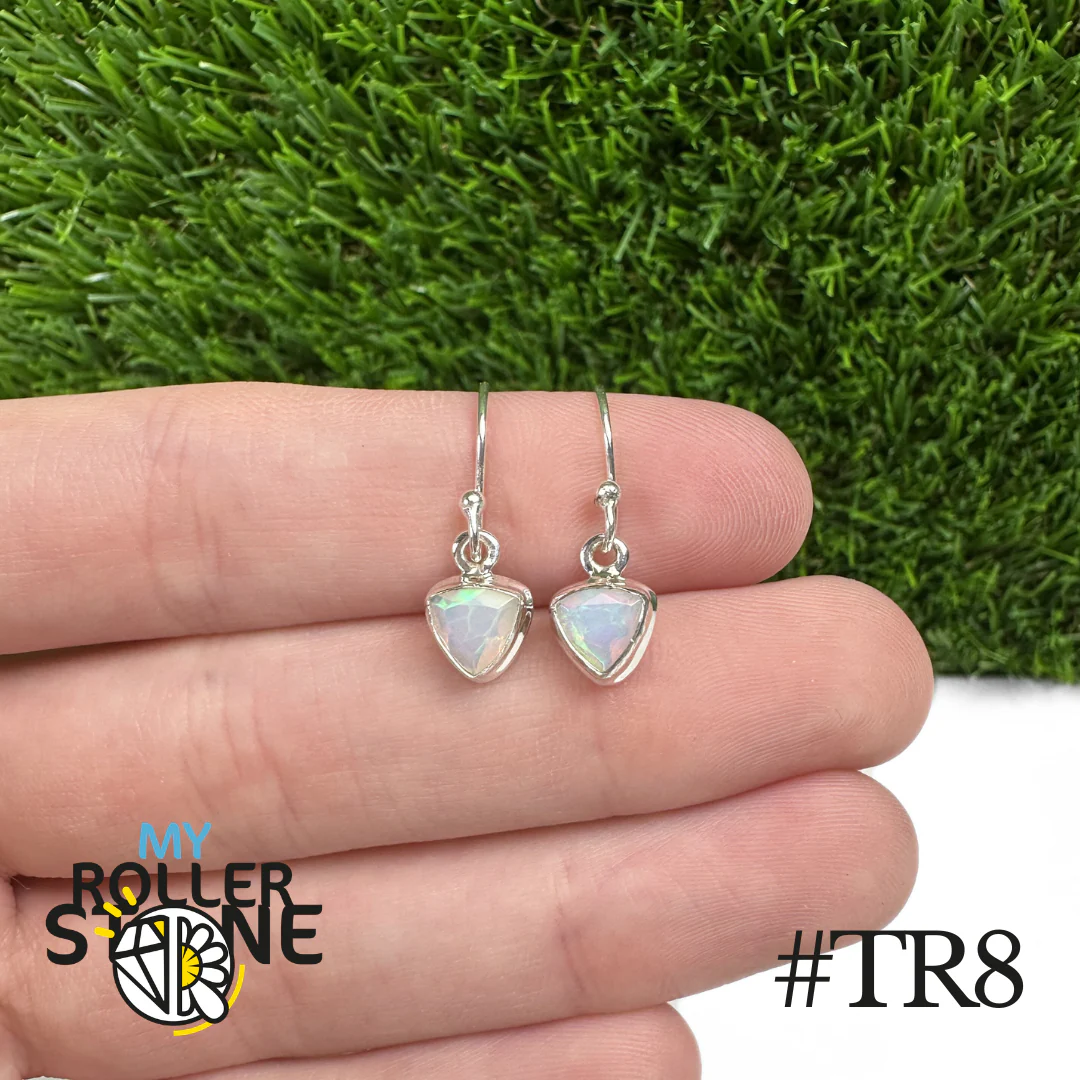 Boucles d'oreilles Opale Éthiopienne Trillon Rebord 8X8 MM En Argent 925 - Image 8