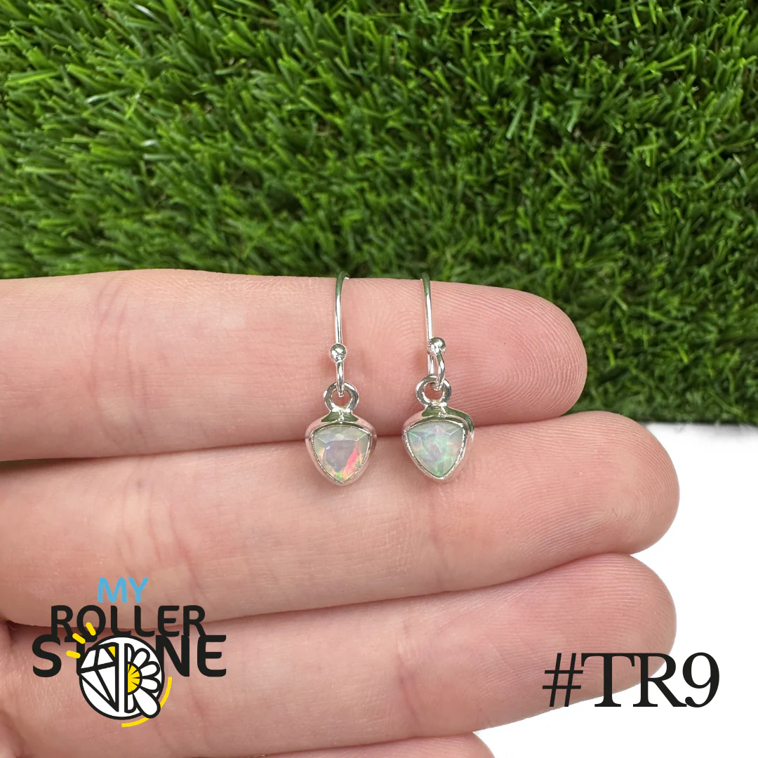 Boucles d'oreilles Opale Éthiopienne Trillon Rebord 8X8 MM En Argent 925 - Image 9