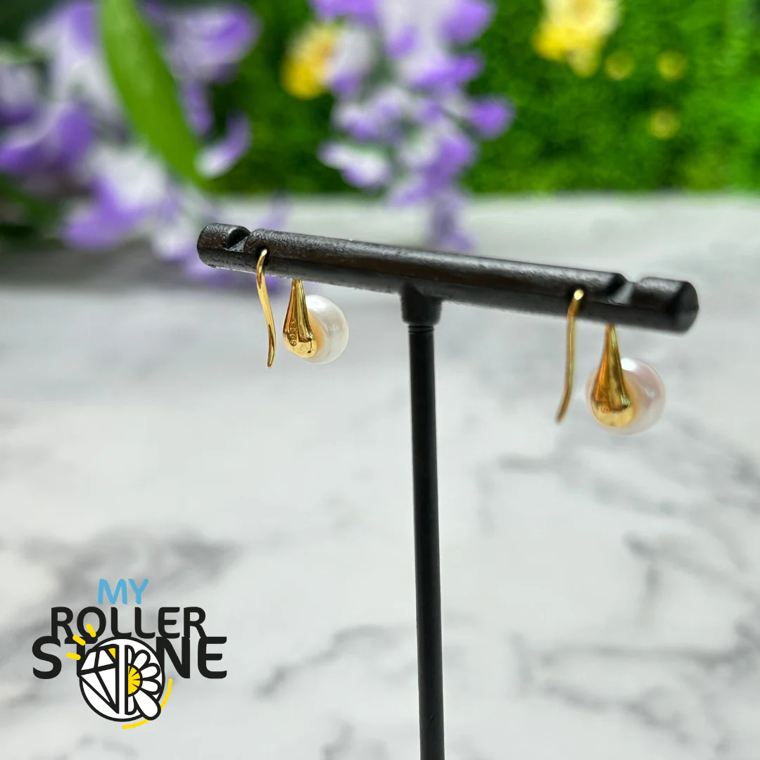 Boucles d'Oreilles Perle de Culture Bouton - Image 2