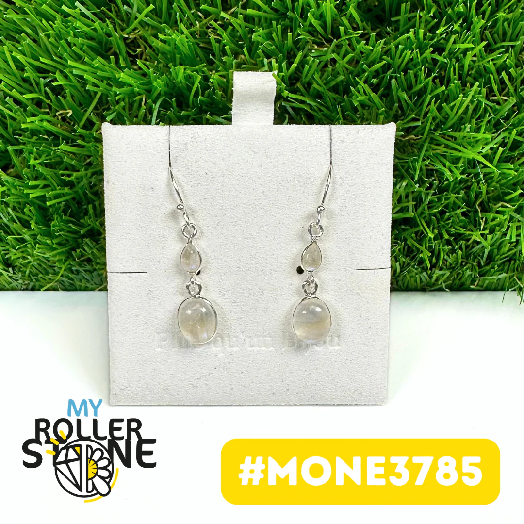 Boucles d'oreilles Pierre de Lune Arc-en-ciel #MONE3785