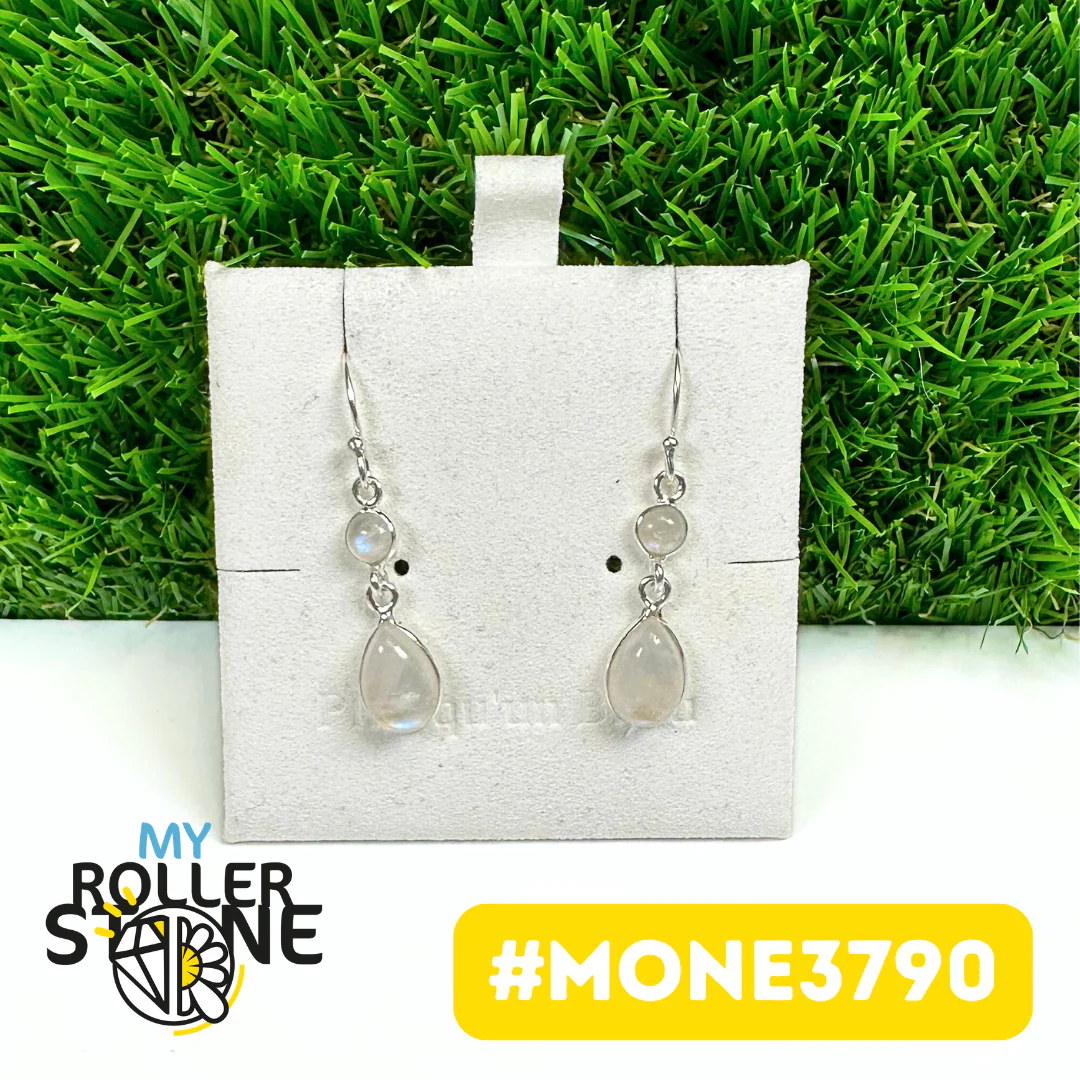 Boucles d'oreilles Pierre de Lune Arc-en-ciel #MONE3790