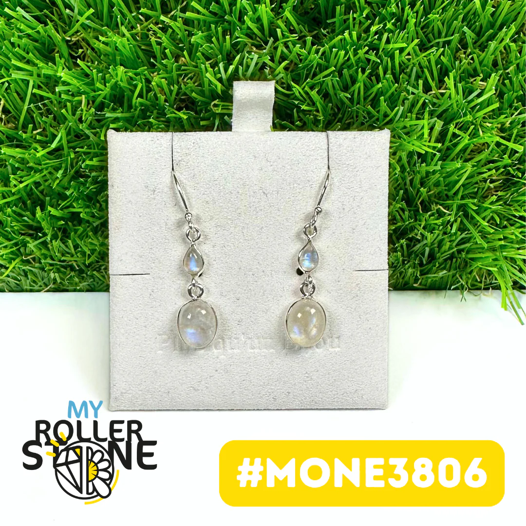 Boucles d'oreilles Pierre de Lune Arc-en-ciel #MONE3806