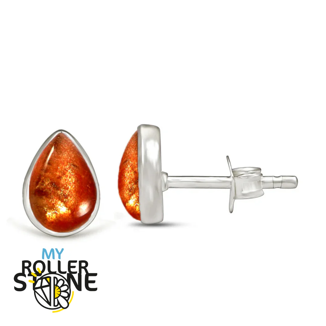 Boucles d'oreilles Pierre du soleil Poire 7X5 MM