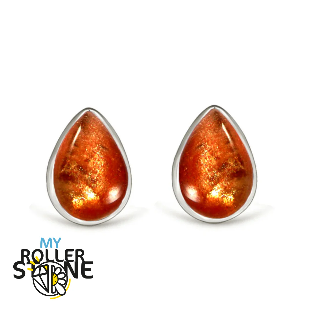 Boucles d'oreilles Pierre du soleil Poire 7X5 MM - Image 2