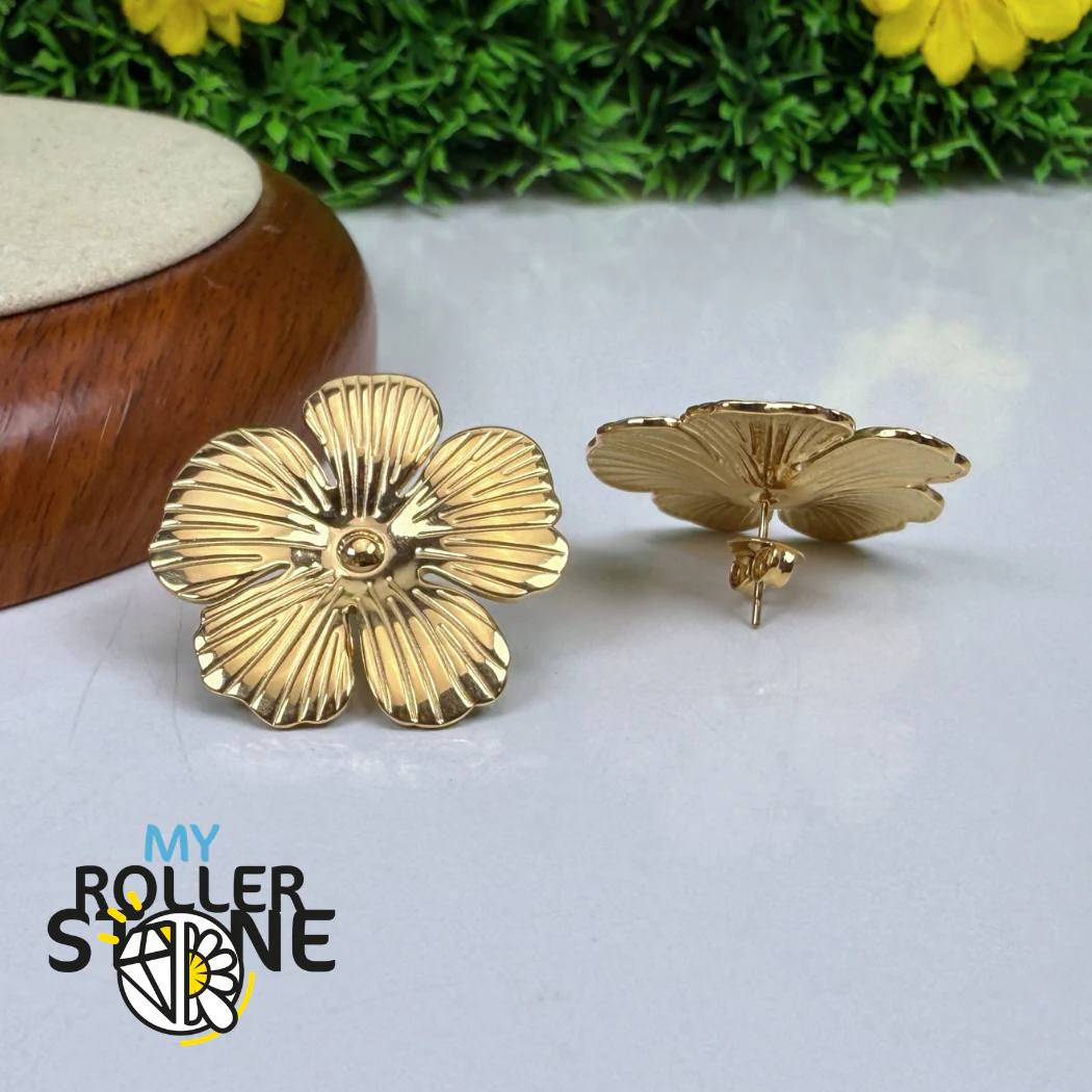 Boucles d'oreilles Fleur d'Or en acier inoxydable - Image 3
