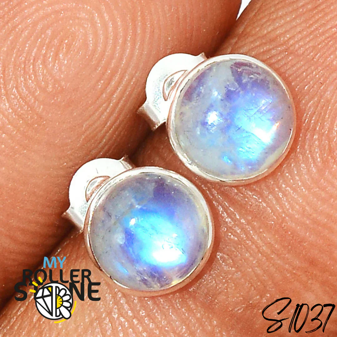 Boucles d'Oreilles Puces Pierre de Lune S1037