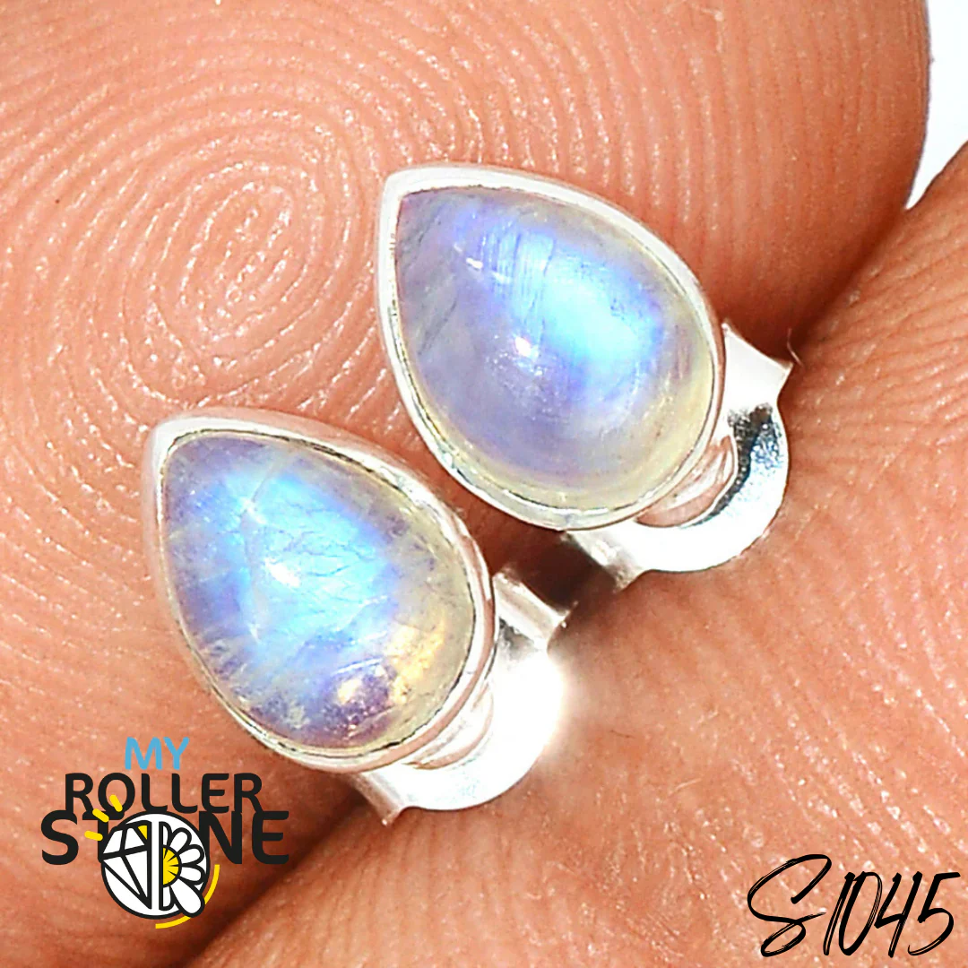 Boucles d'Oreilles Puces Pierre de Lune S1045