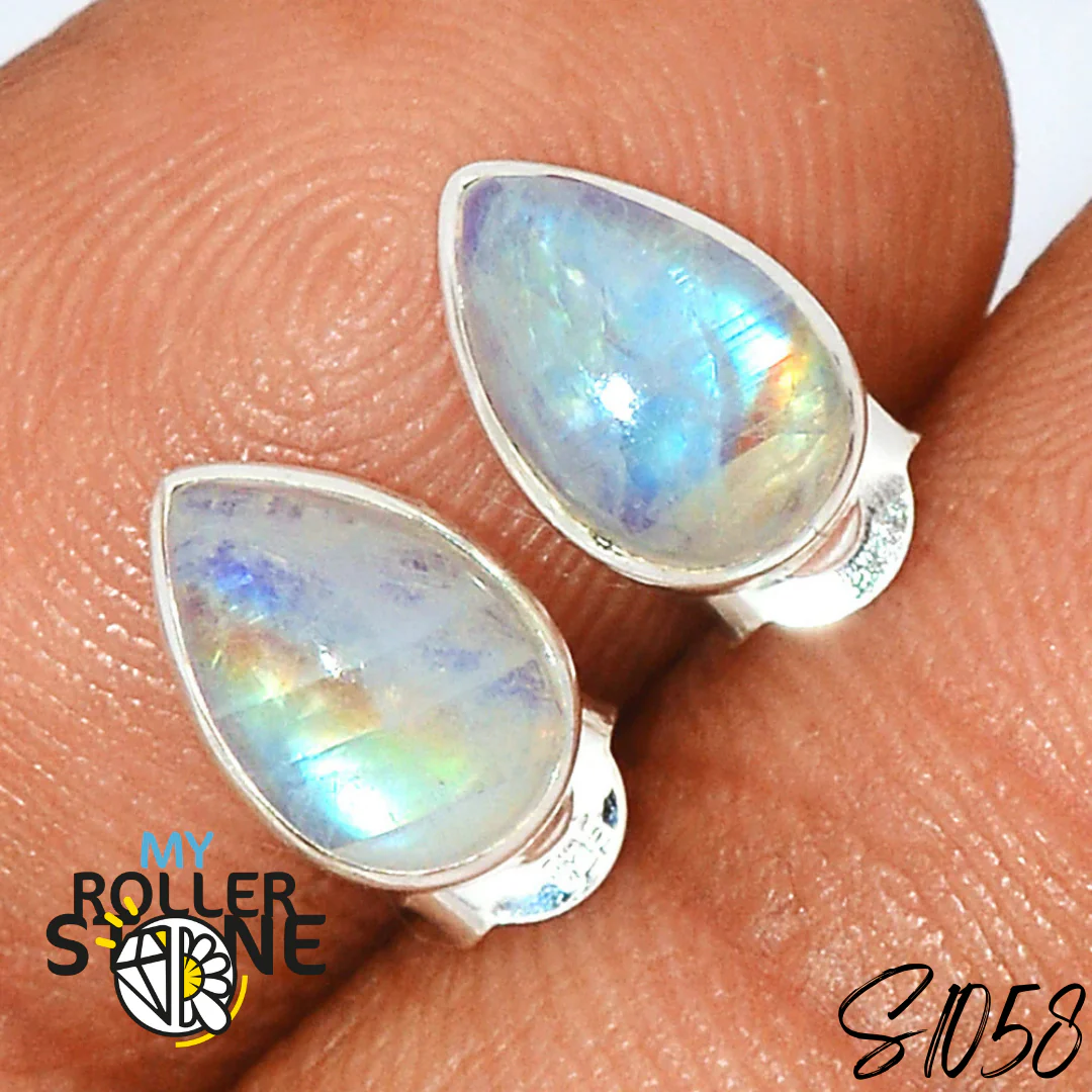Boucles d'Oreilles Puces Pierre de Lune S1058