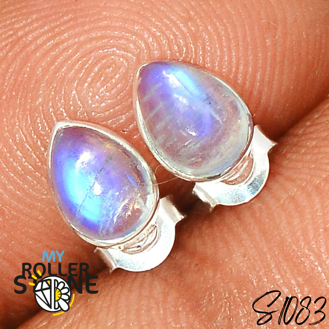 Boucles d'Oreilles Puces Pierre de Lune S1083