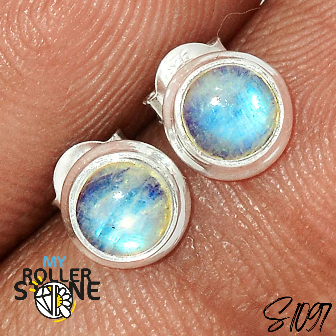 Boucles d'Oreilles Puces Pierre de Lune S1097