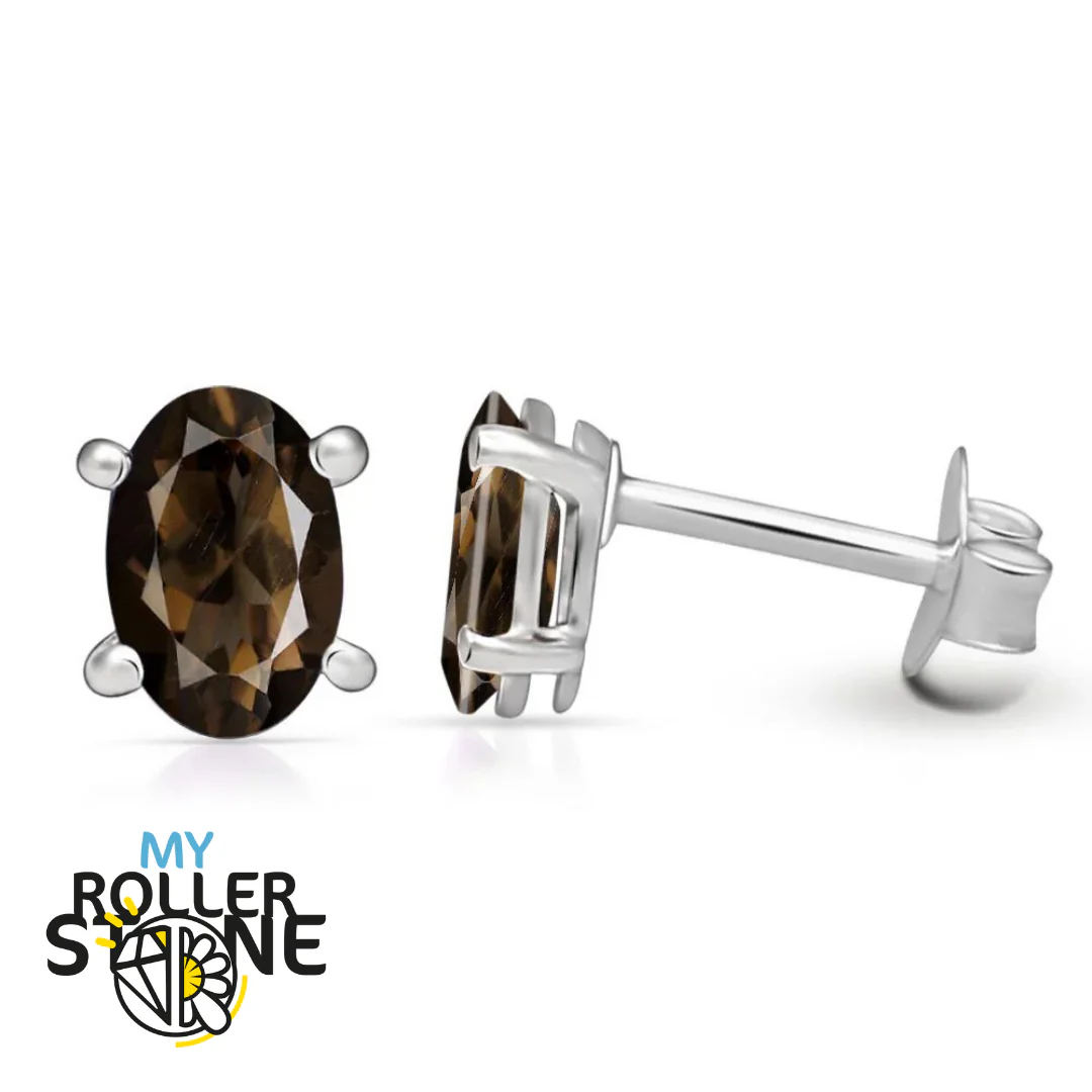 Boucles d'oreilles Quartz fumé Oval 6X4 MM