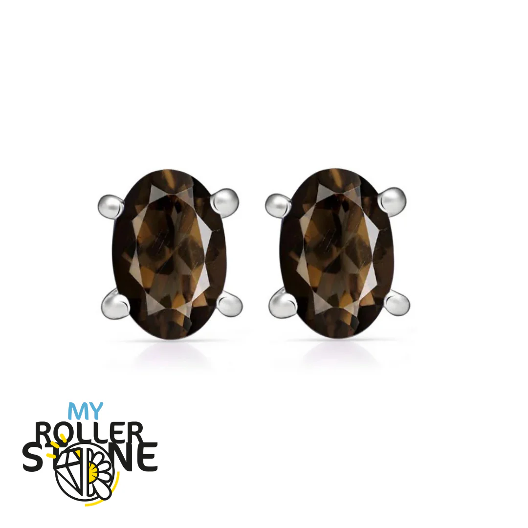 Boucles d'oreilles Quartz fumé Oval 6X4 MM - Image 2