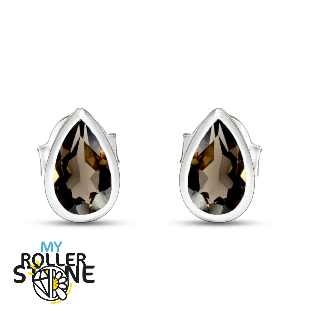 Boucles d'oreilles Quartz Fumé Poire 5X3 MM