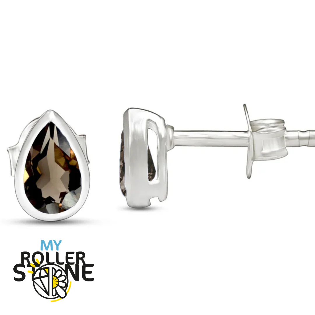 Boucles d'oreilles Quartz Fumé Poire 5X3 MM - Image 2