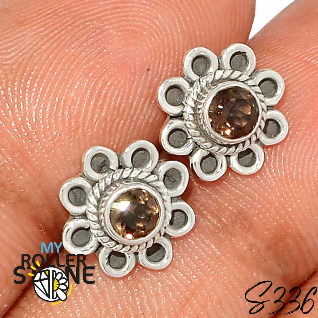 Boucles d'oreilles Quartz Fumé S336