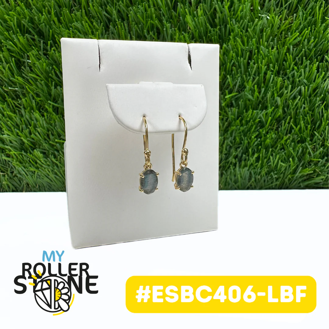 Boucles d'Oreilles Labradorite Facettée Argent 925 Plaqué Or 18K (ESBC406G-LBF) - Image 2
