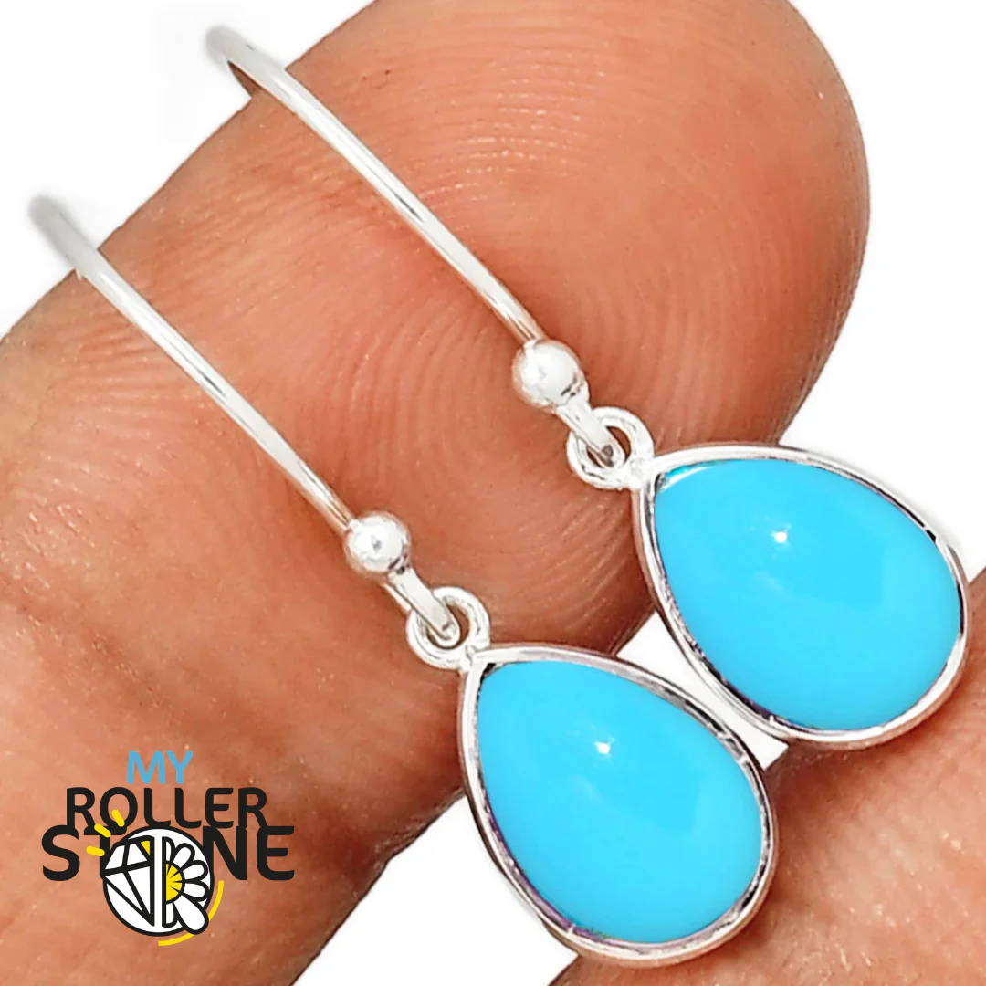 Boucles d'oreilles Turquoise Kingman Poire 10X7 MM - Image 3