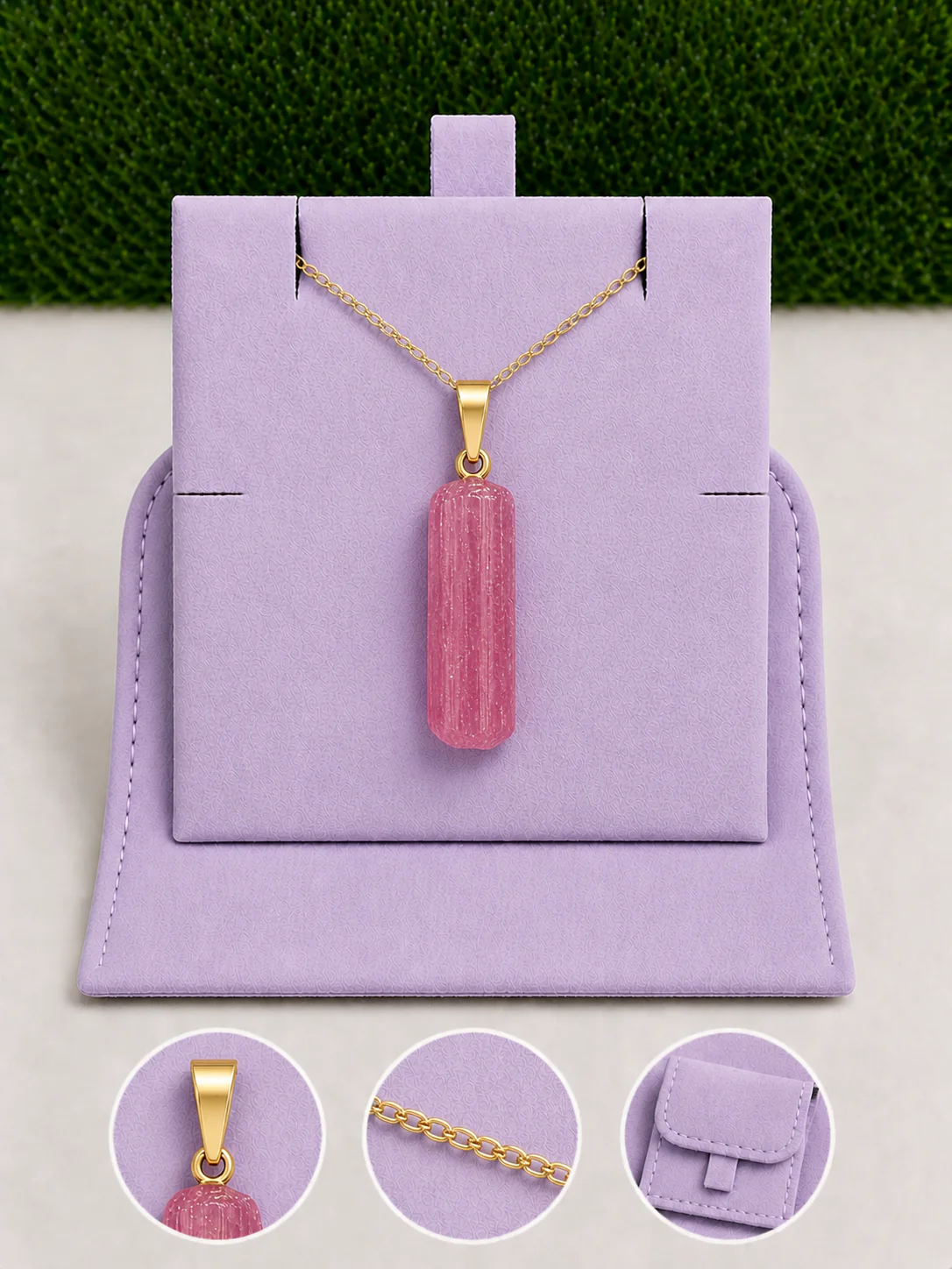 Box pendentif brut couleur or - 45 cm (Chaîne +Bélière+Boite)
