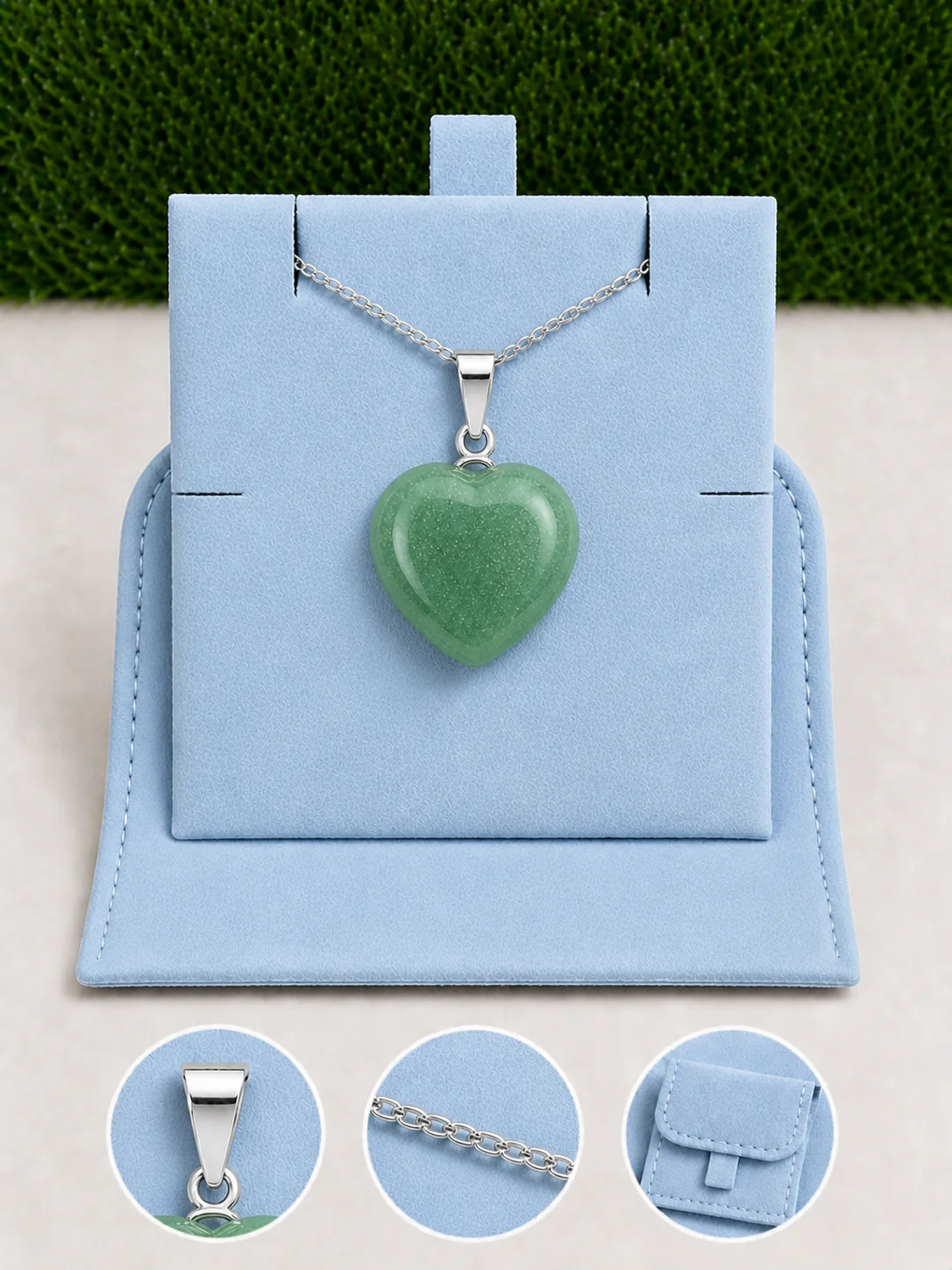 Box pendentif coeur couleur argent - 45 cm (Chaîne +Bélière+Boite)