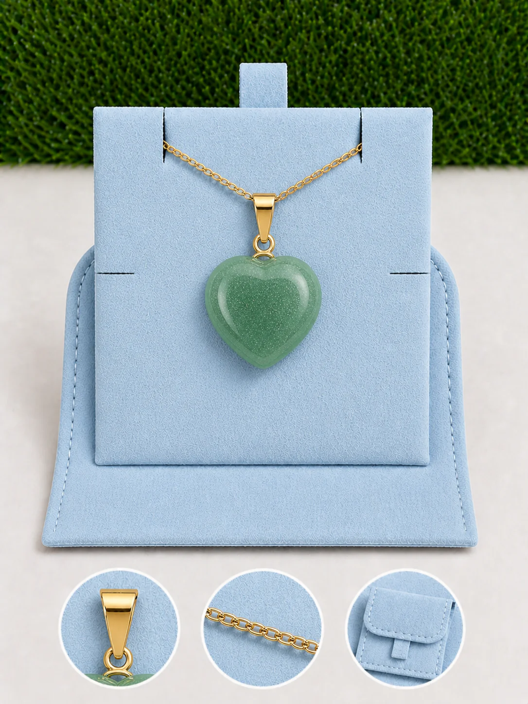 Box pendentif coeur couleur or - 55 cm (Chaîne +Bélière+Boite)
