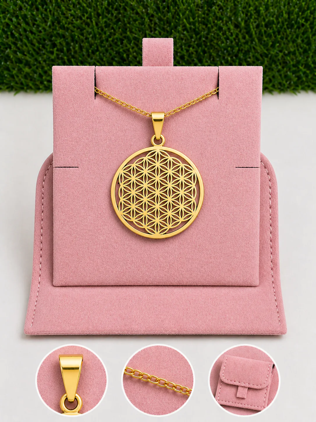 Box pendentif couleur or - 55 cm (Chaîne +Bélière+Boite)