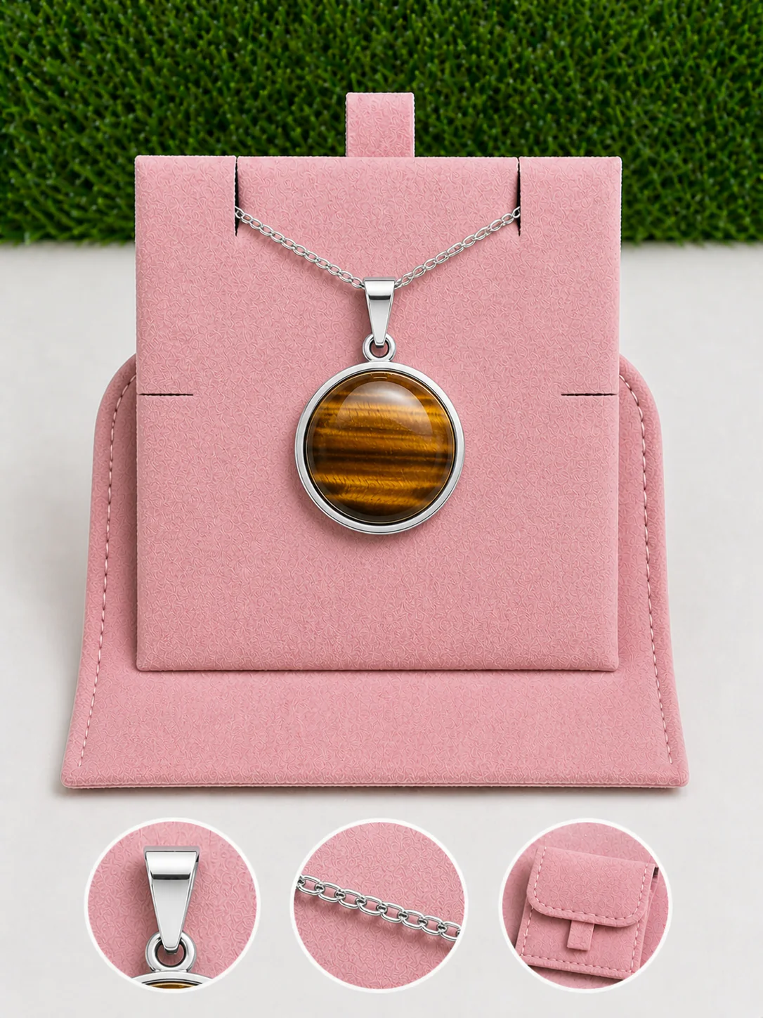 Box pendentif sertis couleur argent - 50 cm (Chaîne +Bélière+Boite)