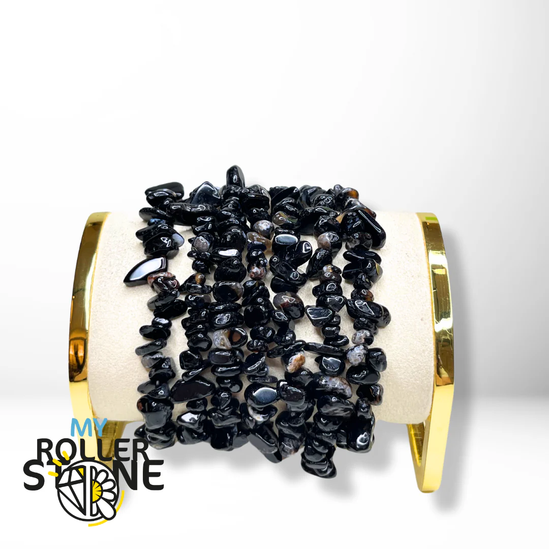 Bracelet Agate Noire Chips - Image 2