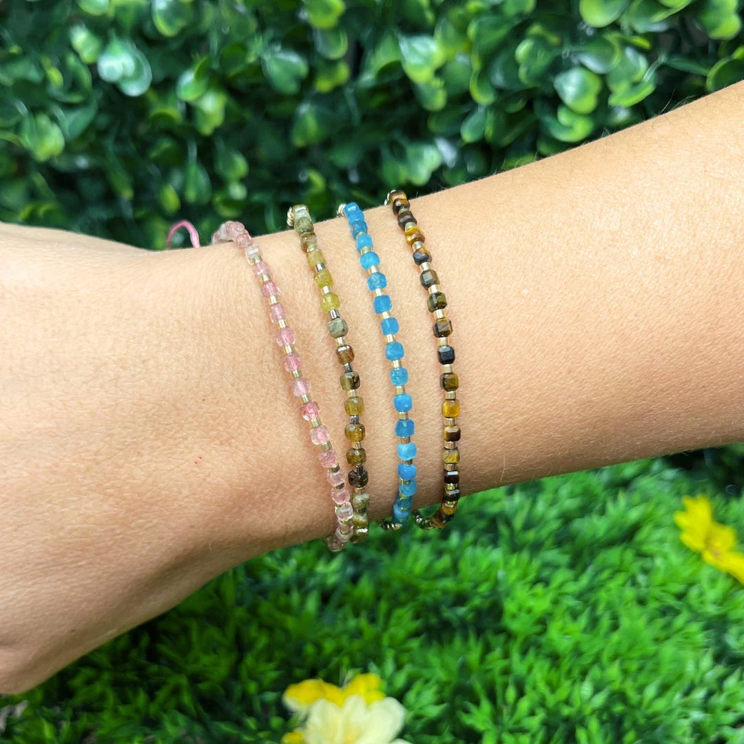 Bracelet Ajustable Apatite et Perles Miyuki - Image 2