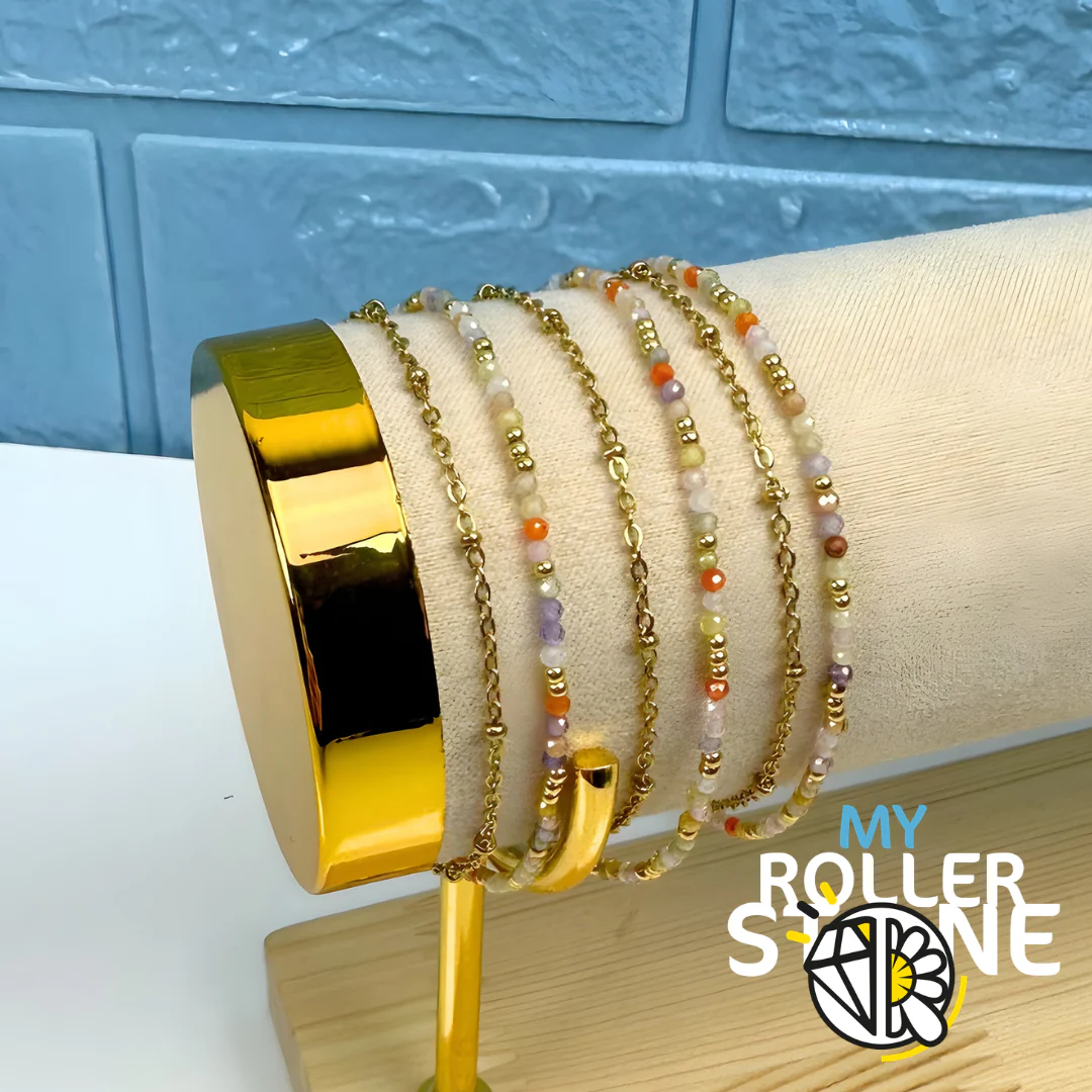 Bracelet Doubles Rangs Acier Inoxydable et Perles - Image 5