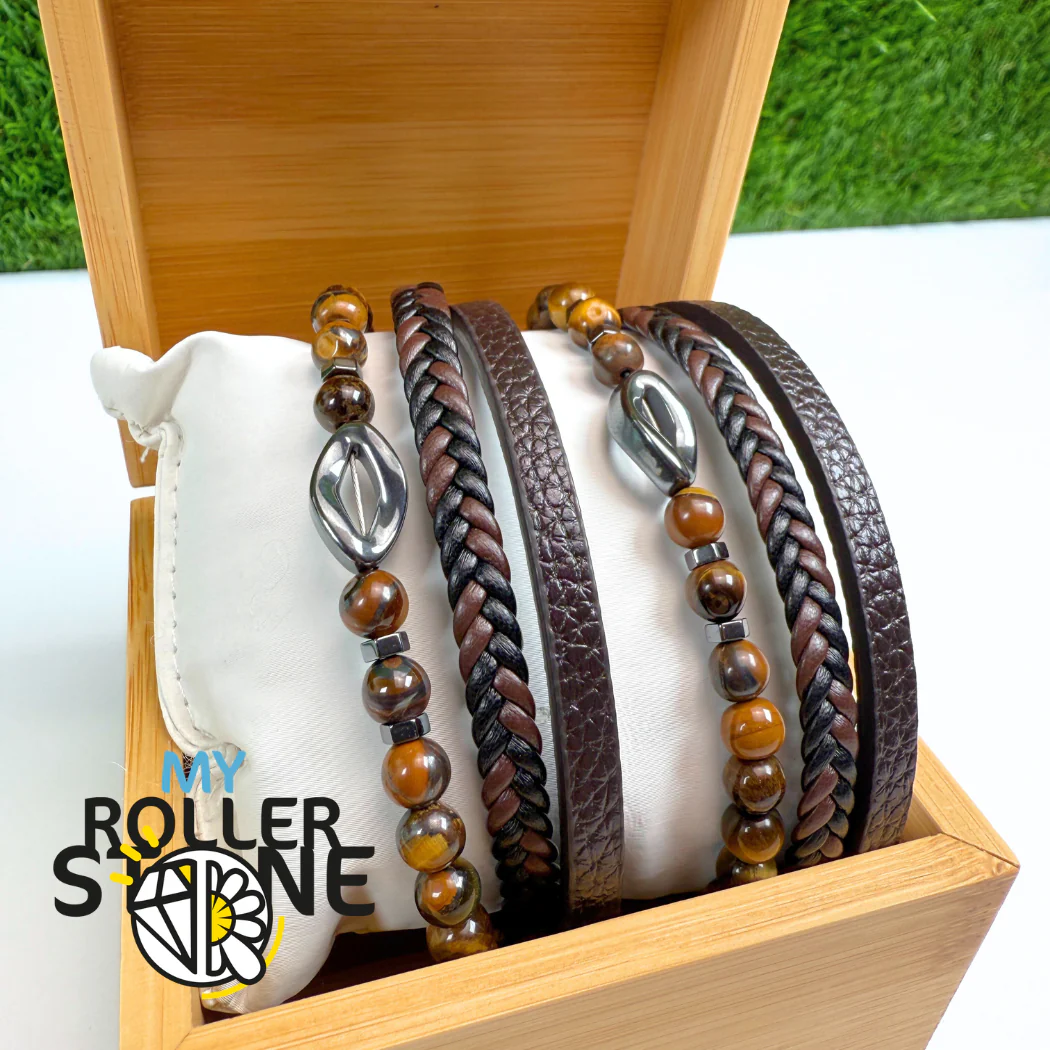 Bracelet Cuir Losange Oeil de Tigre - Image 3