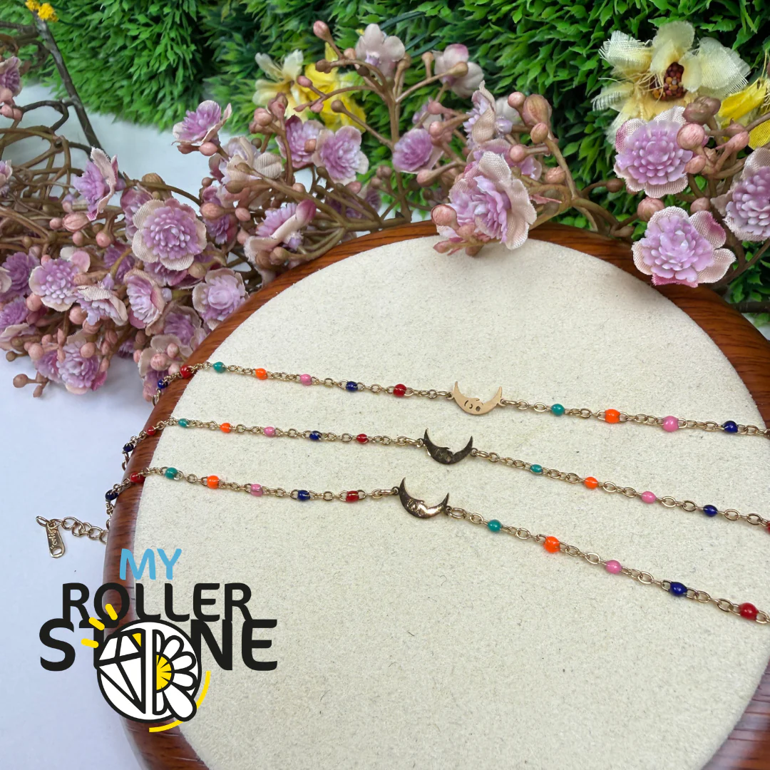 Bracelet Lune en Acier inoxydable et Enamel multicolore