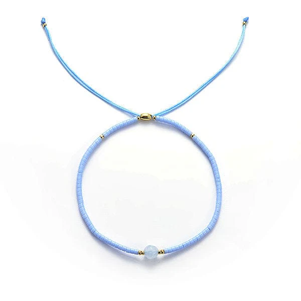 Bracelet Miyuki réglable Aigue-Marine