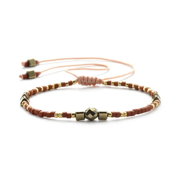 Bracelet Miyuki réglable Pyrite