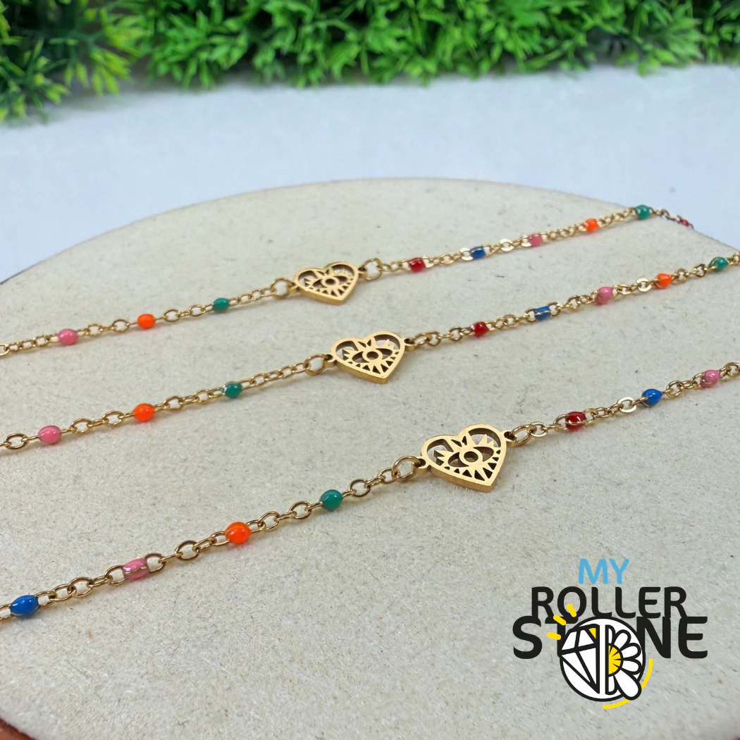 Bracelet Oeil Turc et Coeur Acier Inoxydable