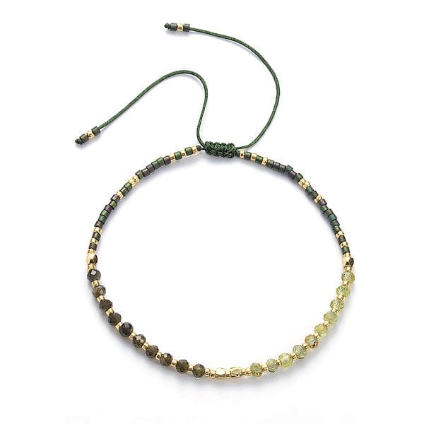 Bracelet réglable Préhnite et Obsidienne