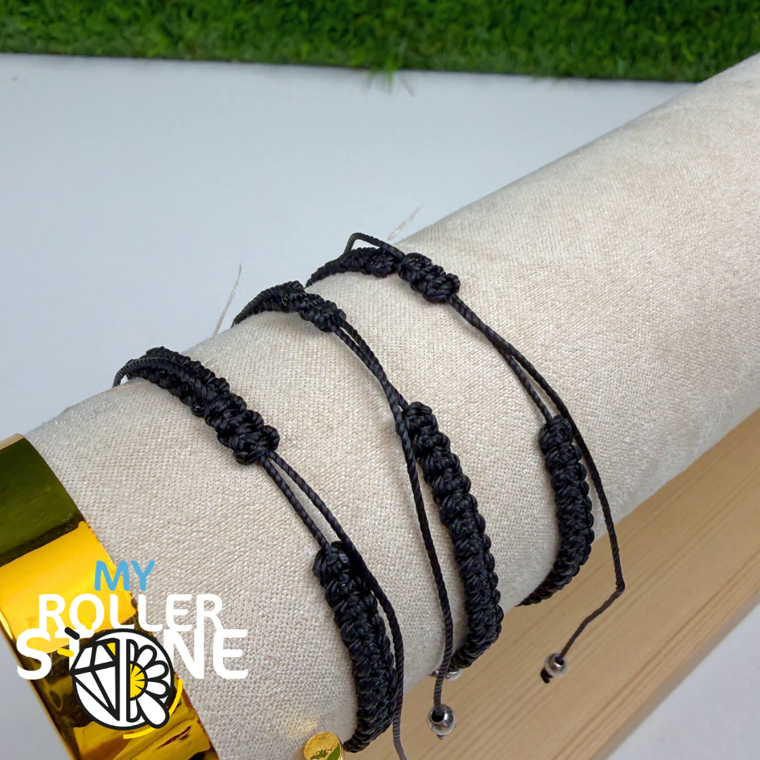 Bracelet Réglable Tressé Infini et Onyx - Image 3