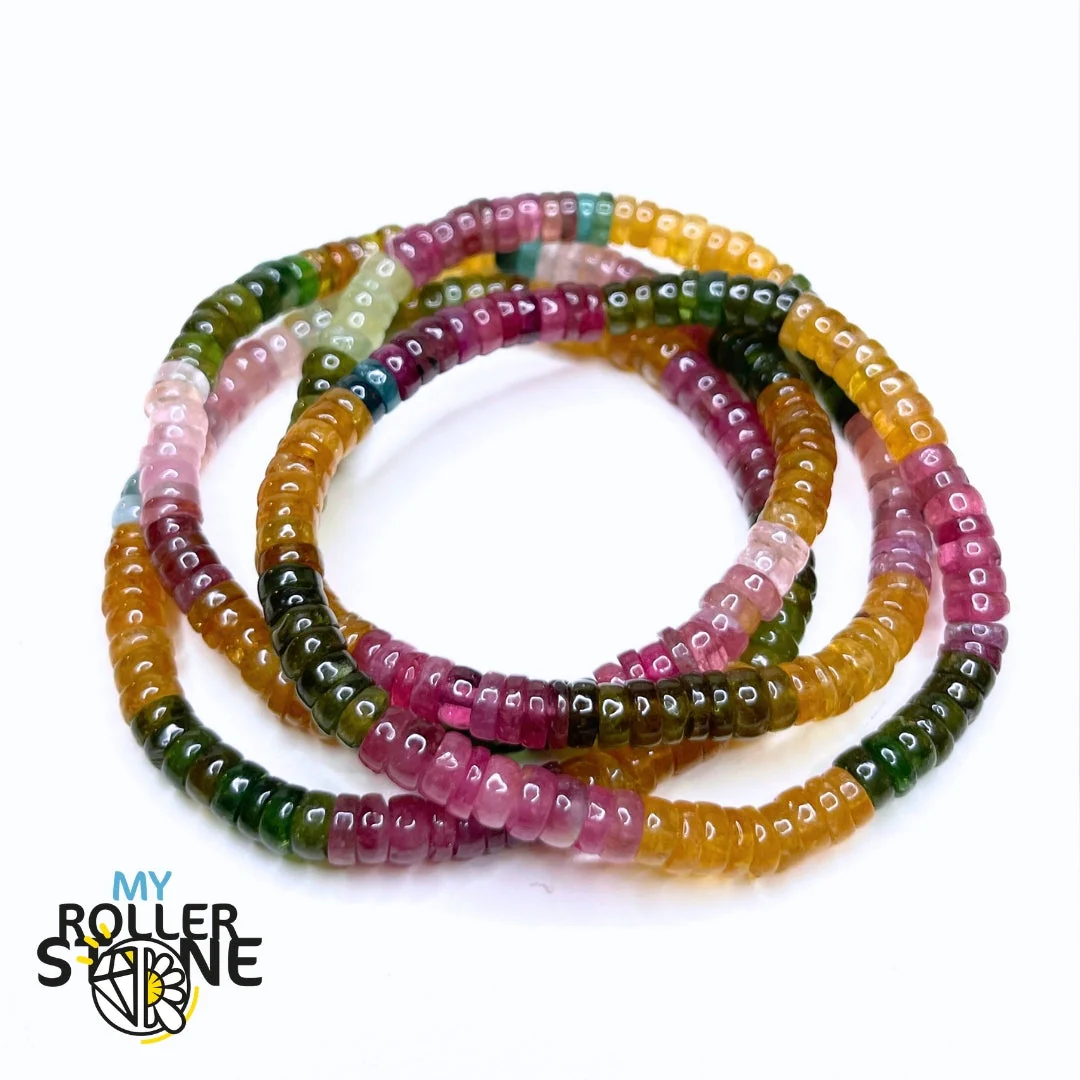 Bracelet Tourmaline Heishi multicolore 5A - Image 2
