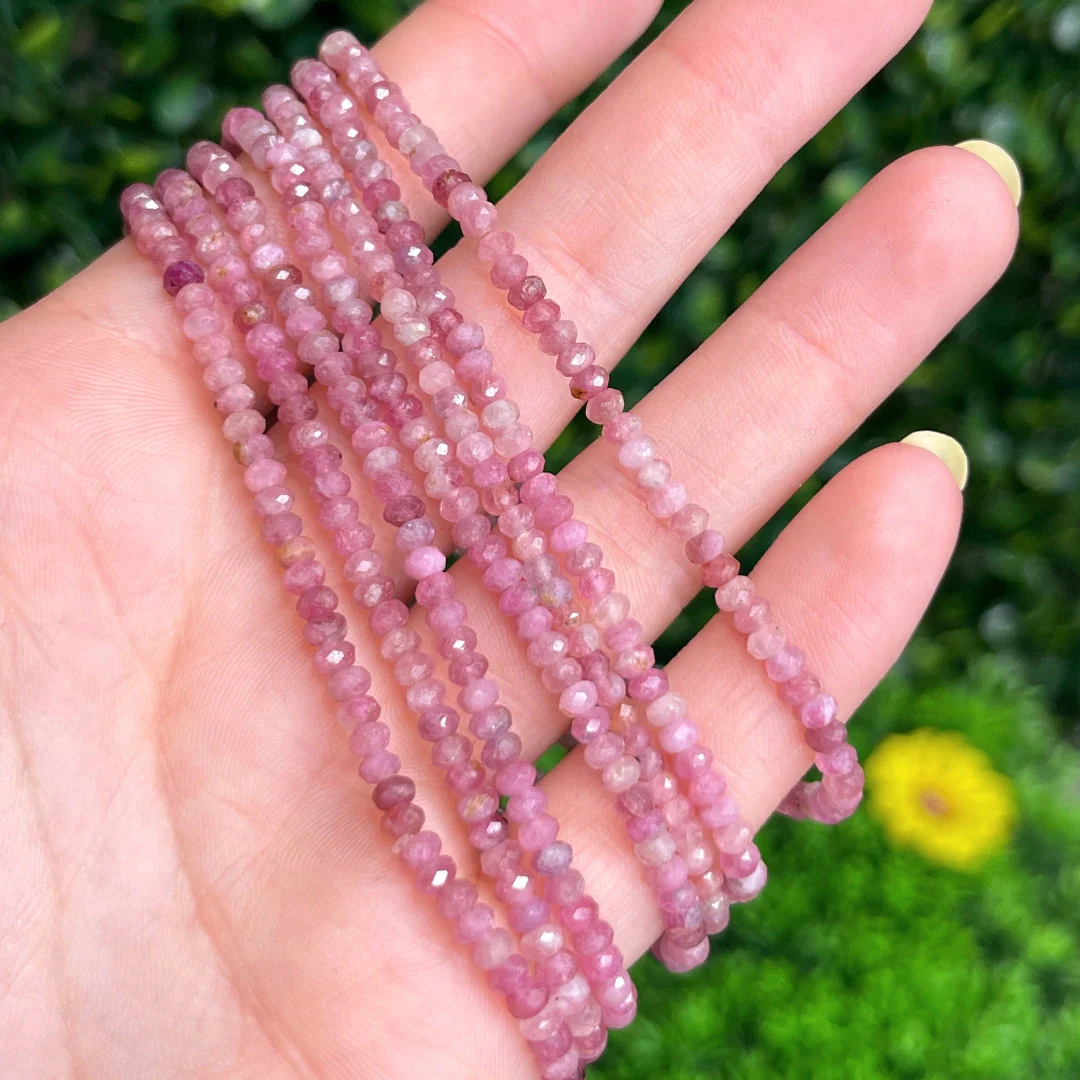 Bracelet Tourmaline Rose facettée - Image 3