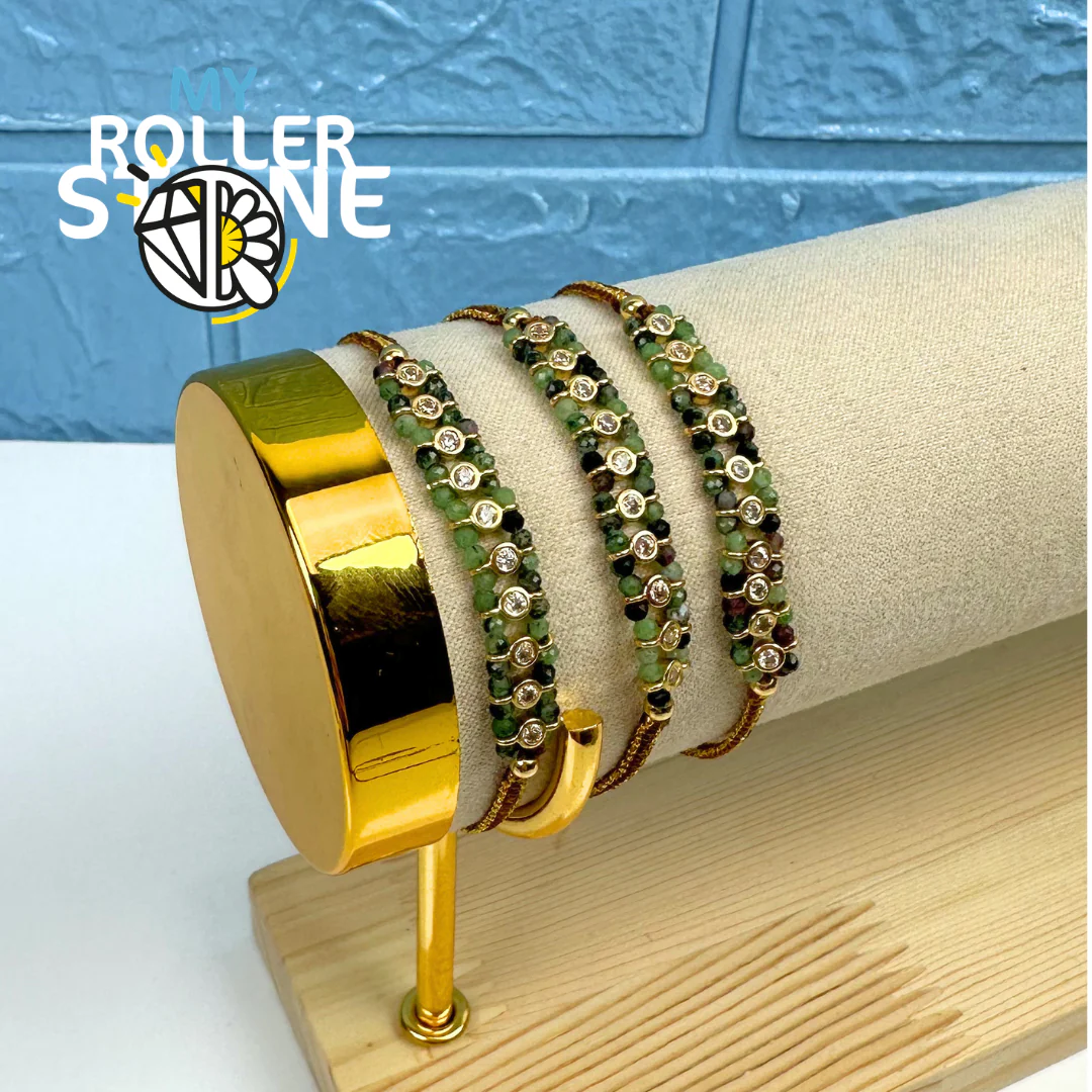 Bracelet Tressé Perles Naturelles et Strass - Image 7