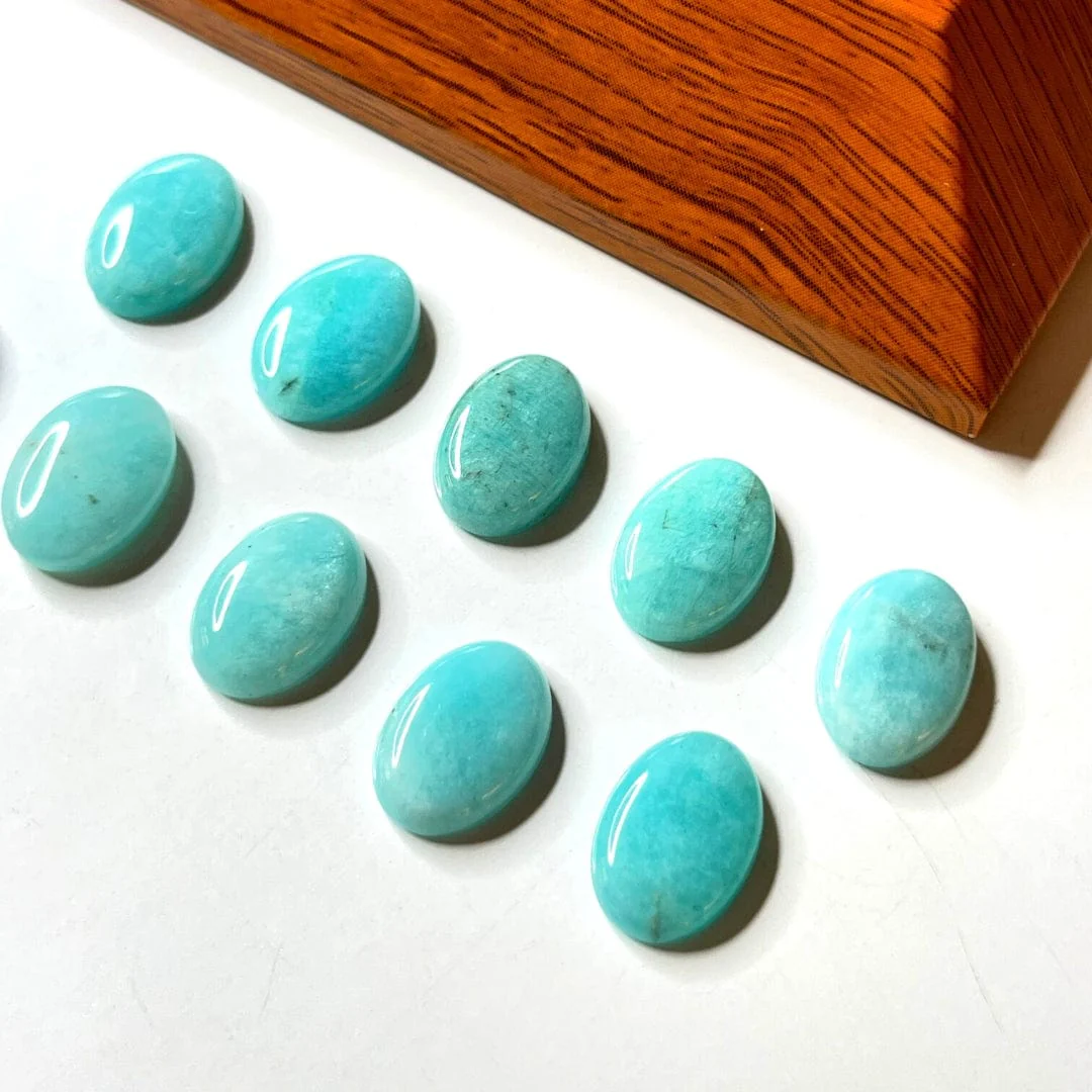 Cabochon Ovale Amazonite Bleue