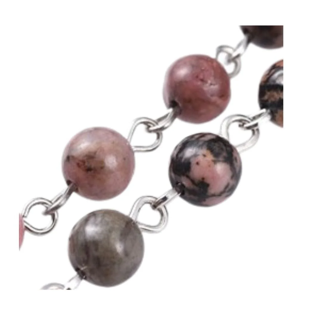 Chaîne perlée Rhodonite Australienne
