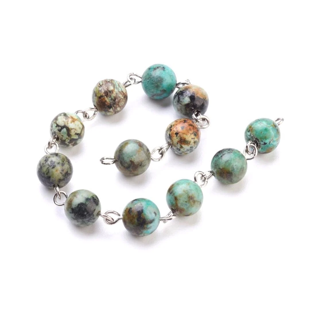 Chaîne perlée Turquoise Africaine