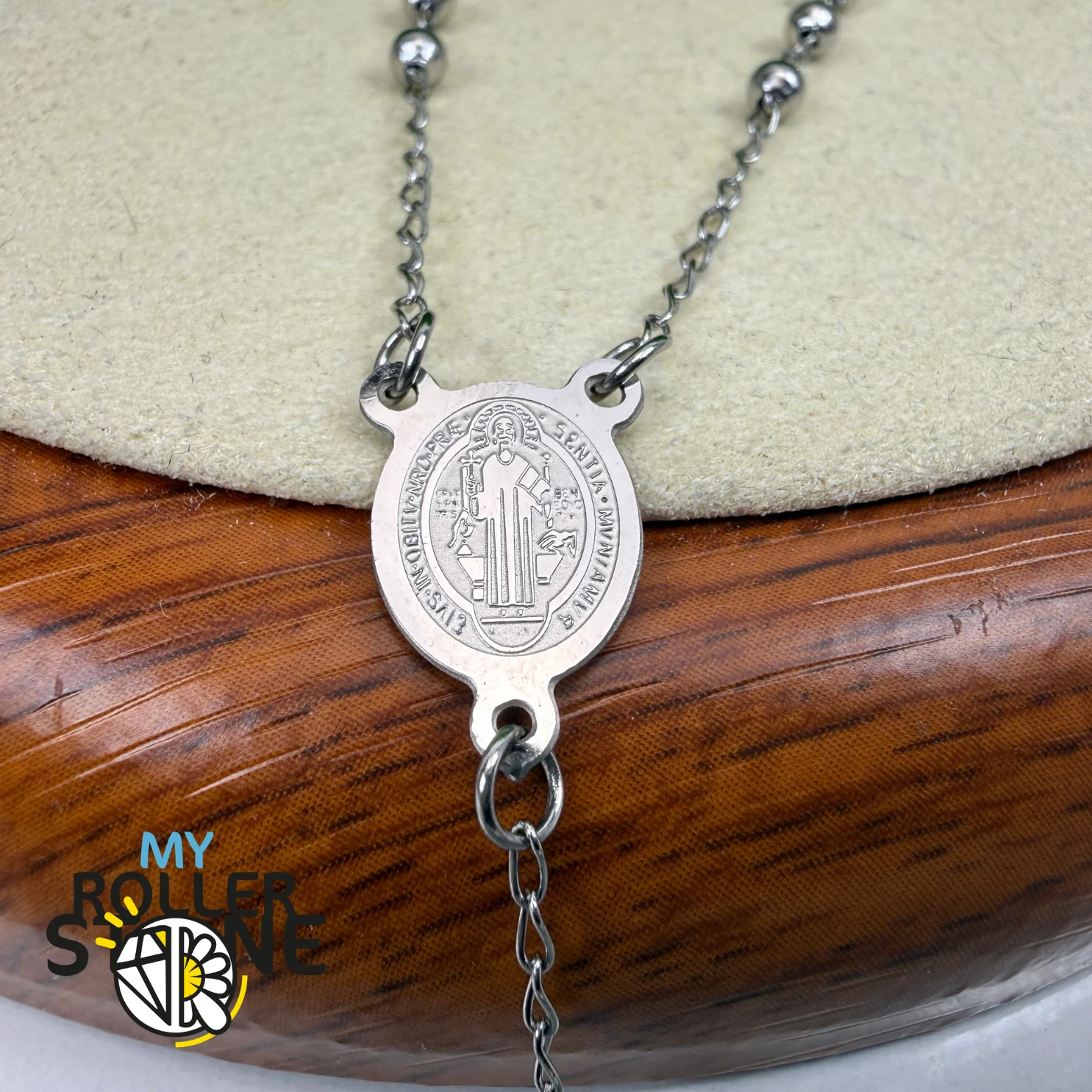 Chapelet de Prière Argenté – Croix & Médaille Vierge Marie – Acier Inoxydable 304 - Image 3