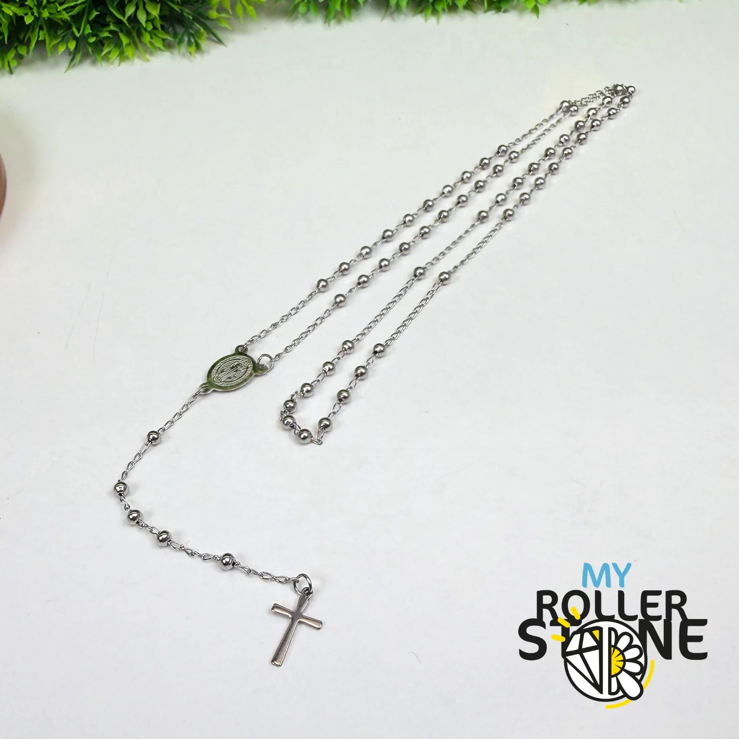 Chapelet de Prière Argenté – Croix & Médaille Vierge Marie – Acier Inoxydable 304 - Image 5